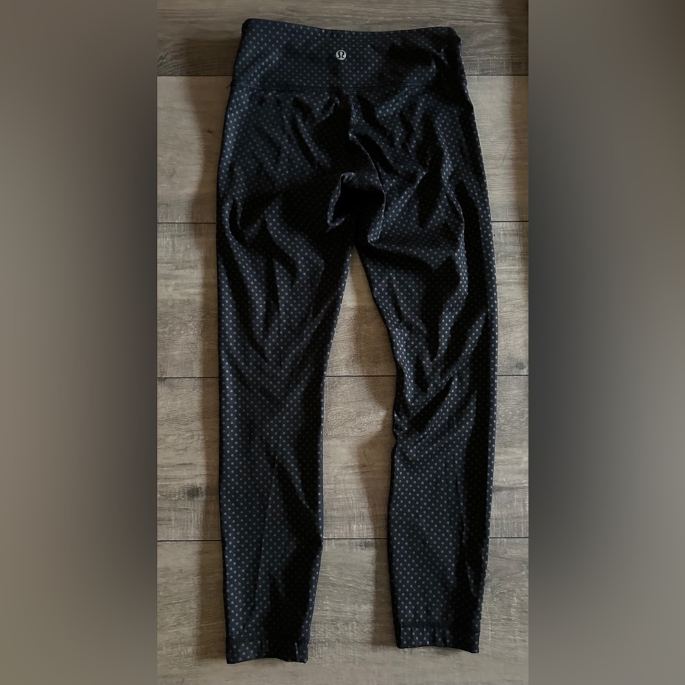 Lululemon Black Leggings with Grey Polka Dots